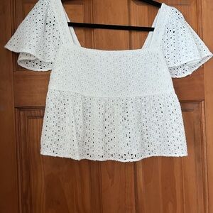 Chic White Eyelet Blouse